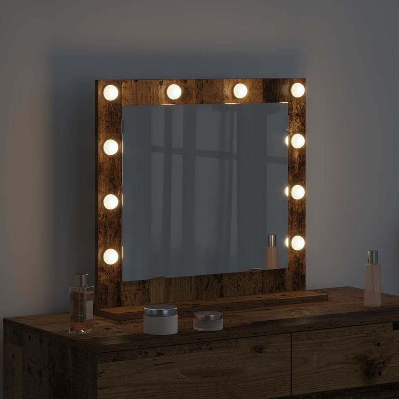 vidaXL Toalett Tükör Öreg fa 60 x 55 x 18 cm Üveg és mérnöki fa