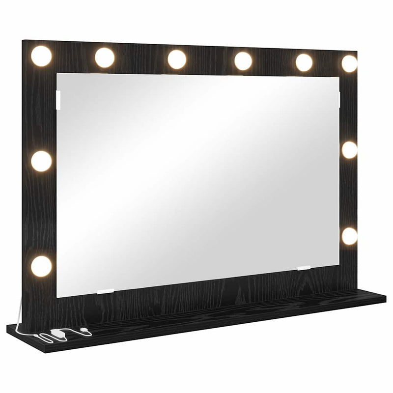 vidaXL Toalett Tükör LED -es lámpákkal Fekete tölgy 80 x 15 x 18 cm