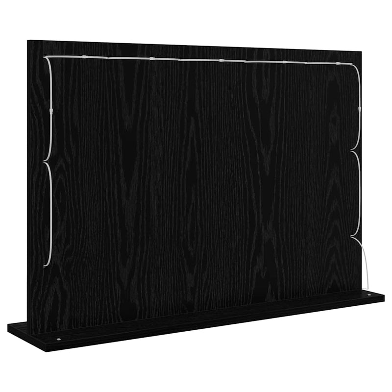 vidaXL Toalett Tükör LED -es lámpákkal Fekete tölgy 80 x 15 x 18 cm