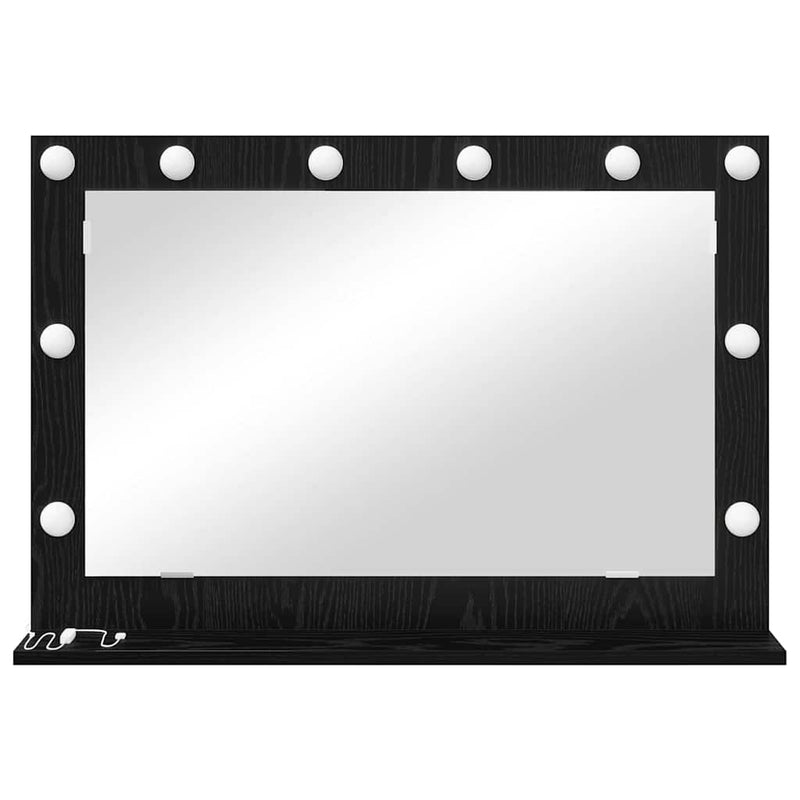 vidaXL Toalett Tükör LED -es lámpákkal Fekete tölgy 80 x 15 x 18 cm