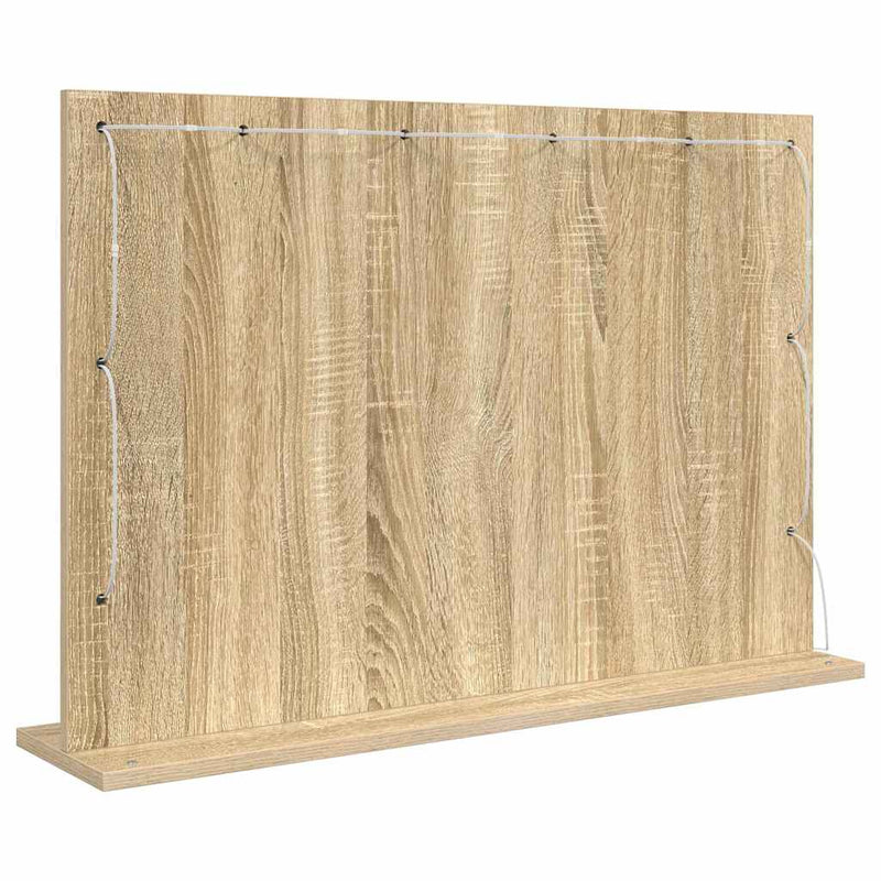 vidaXL Toalett Tükör LED -es lámpákkal Sonoma tölgy 80 x 55 x 18 cm