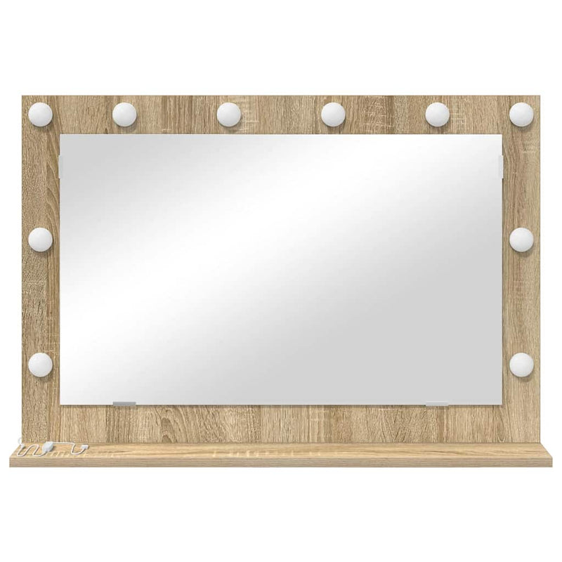 vidaXL Toalett Tükör LED -es lámpákkal Sonoma tölgy 80 x 55 x 18 cm