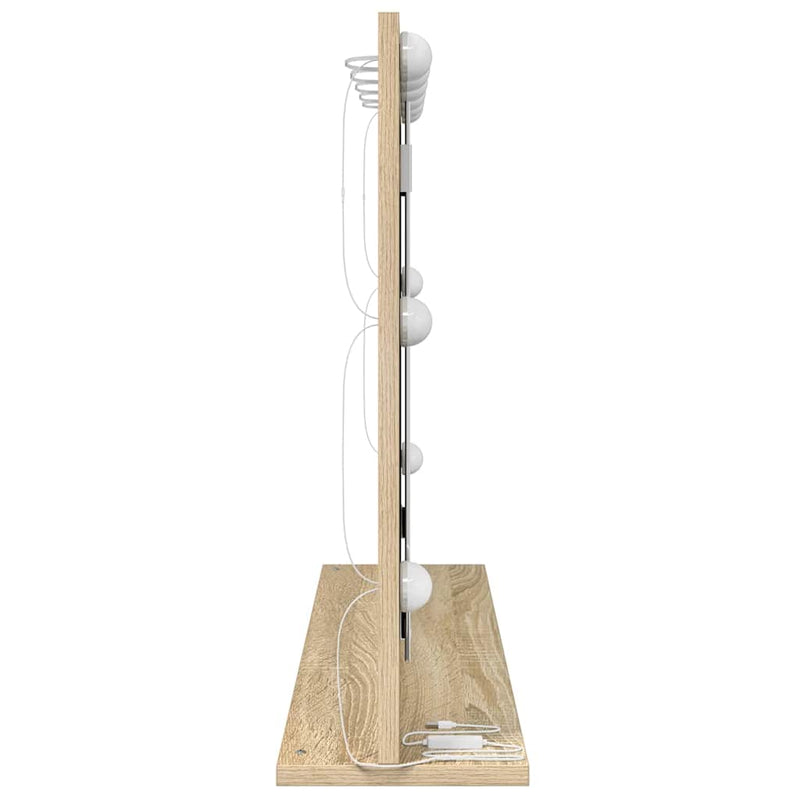 vidaXL Toalett Tükör LED -es lámpákkal Sonoma tölgy 80 x 55 x 18 cm