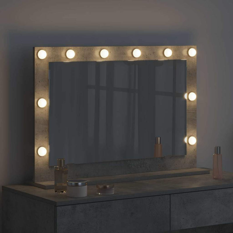 vidaXL Toalett Tükör LED -es lámpákkal Beton Szürke 80 x 55 x 18 cm