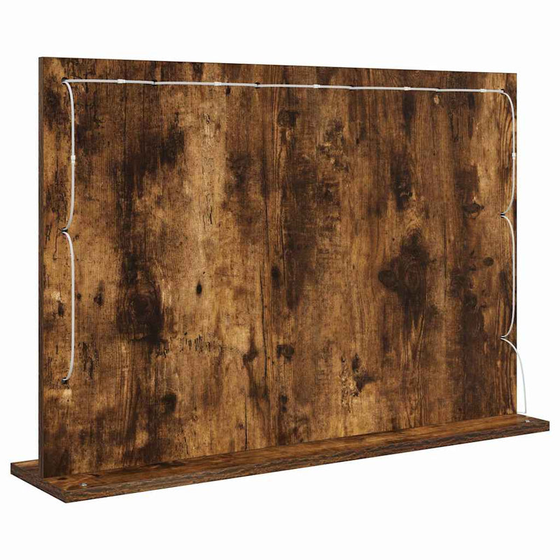 vidaXL Toalett Tükör LED -es lámpákkal Füstölt tölgy 80 x 55 x 18 cm
