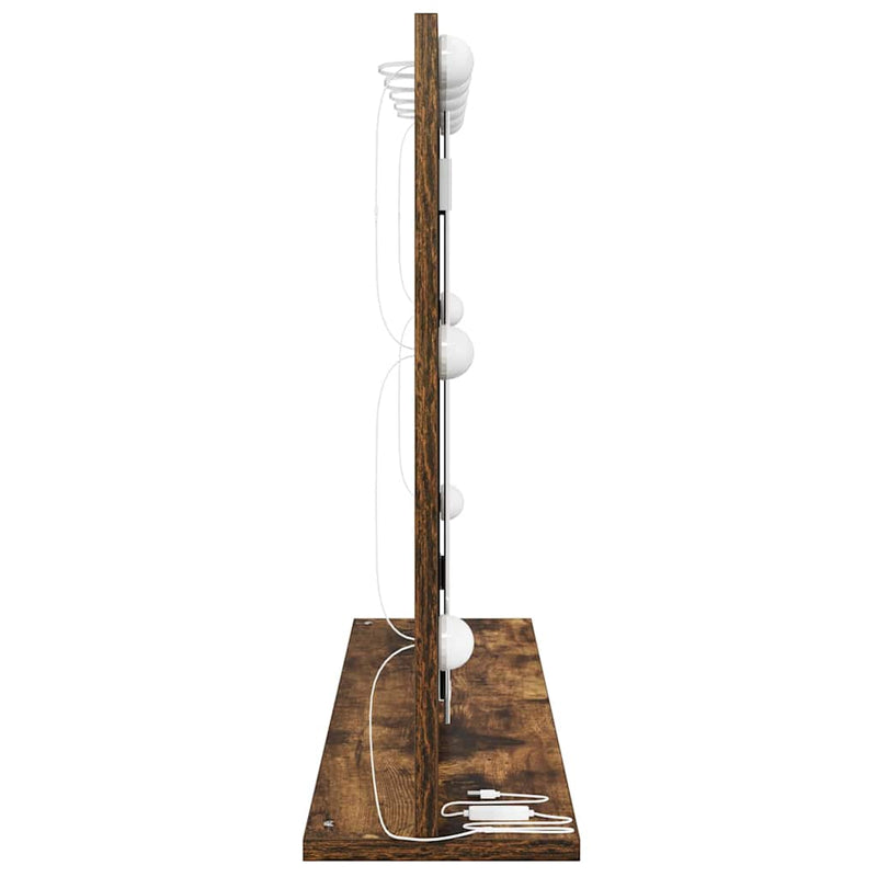 vidaXL Toalett Tükör LED -es lámpákkal Füstölt tölgy 80 x 55 x 18 cm