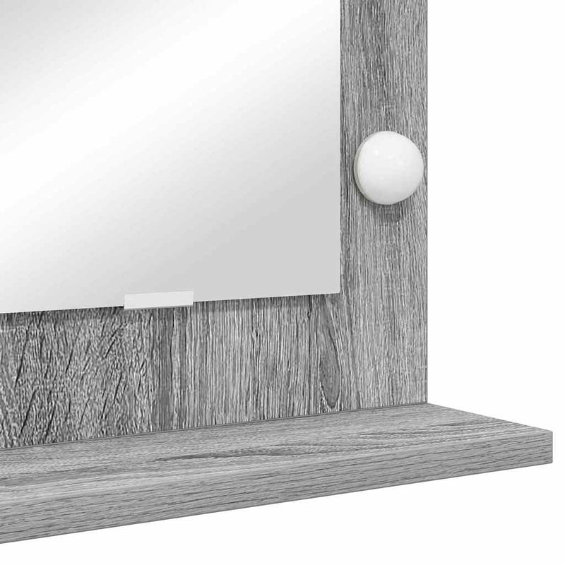 vidaXL Toalett Tükör LED -es lámpákkal Szürke Sonoma 80 x 55 x 18 cm