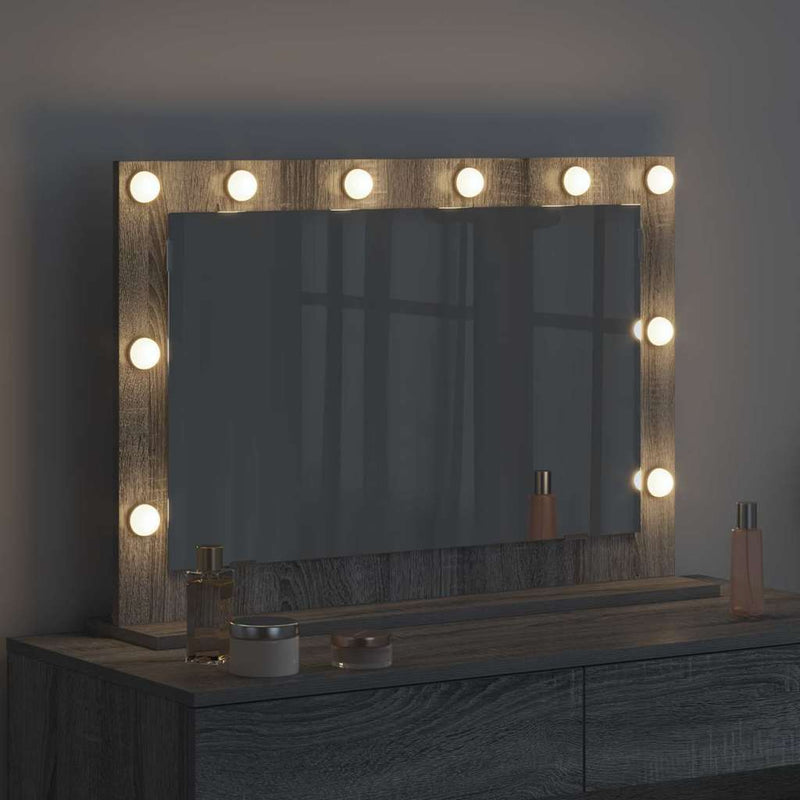 vidaXL Toalett Tükör LED -es lámpákkal Szürke Sonoma 80 x 55 x 18 cm
