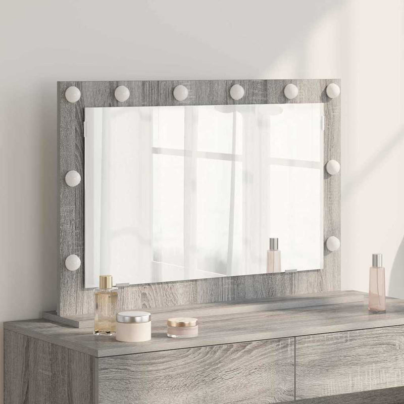 vidaXL Toalett Tükör LED -es lámpákkal Szürke Sonoma 80 x 55 x 18 cm