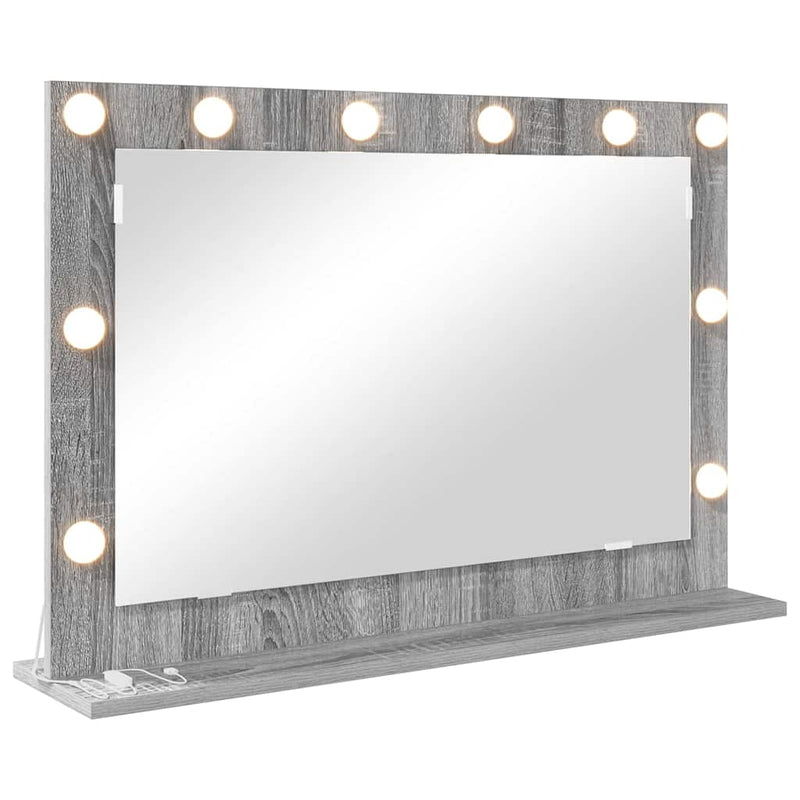 vidaXL Toalett Tükör LED -es lámpákkal Szürke Sonoma 80 x 55 x 18 cm