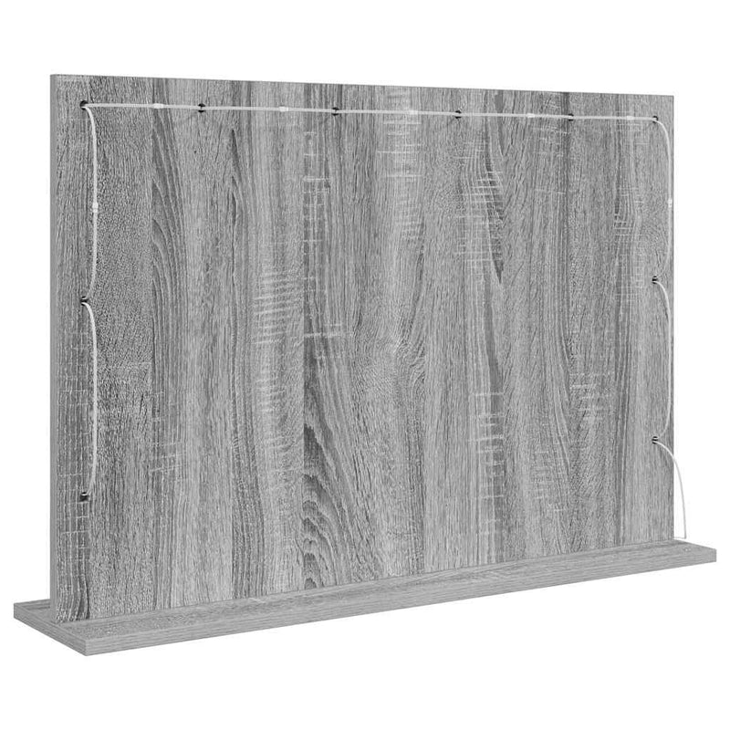 vidaXL Toalett Tükör LED -es lámpákkal Szürke Sonoma 80 x 55 x 18 cm