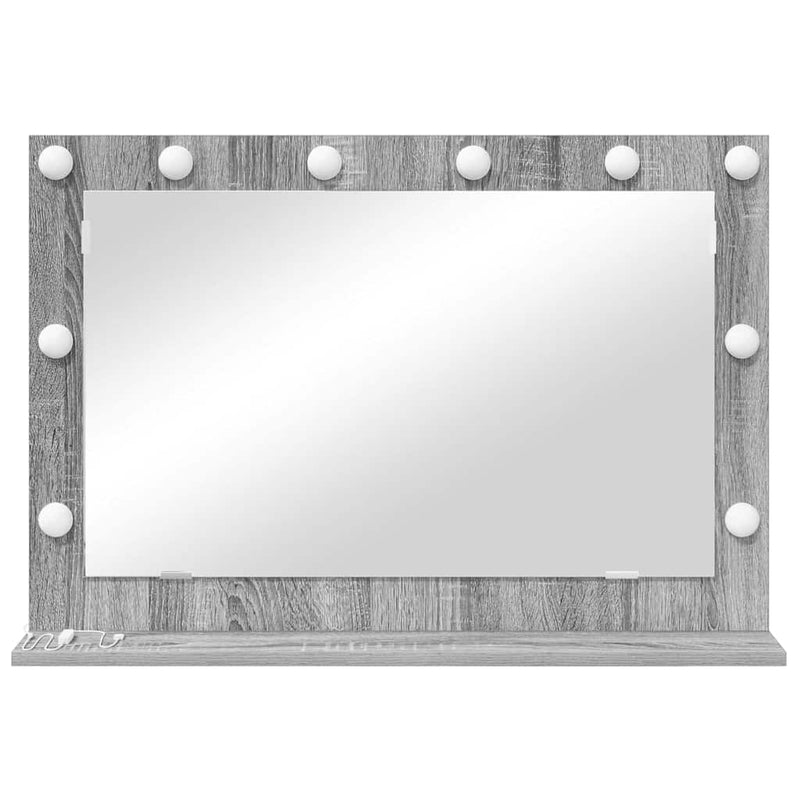 vidaXL Toalett Tükör LED -es lámpákkal Szürke Sonoma 80 x 55 x 18 cm