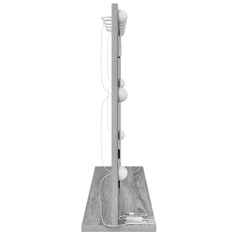 vidaXL Toalett Tükör LED -es lámpákkal Szürke Sonoma 80 x 55 x 18 cm