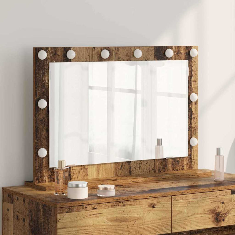 vidaXL Toalett Tükör Öreg fa 80 x 55 x 18 cm Megmunkált fa és üveg