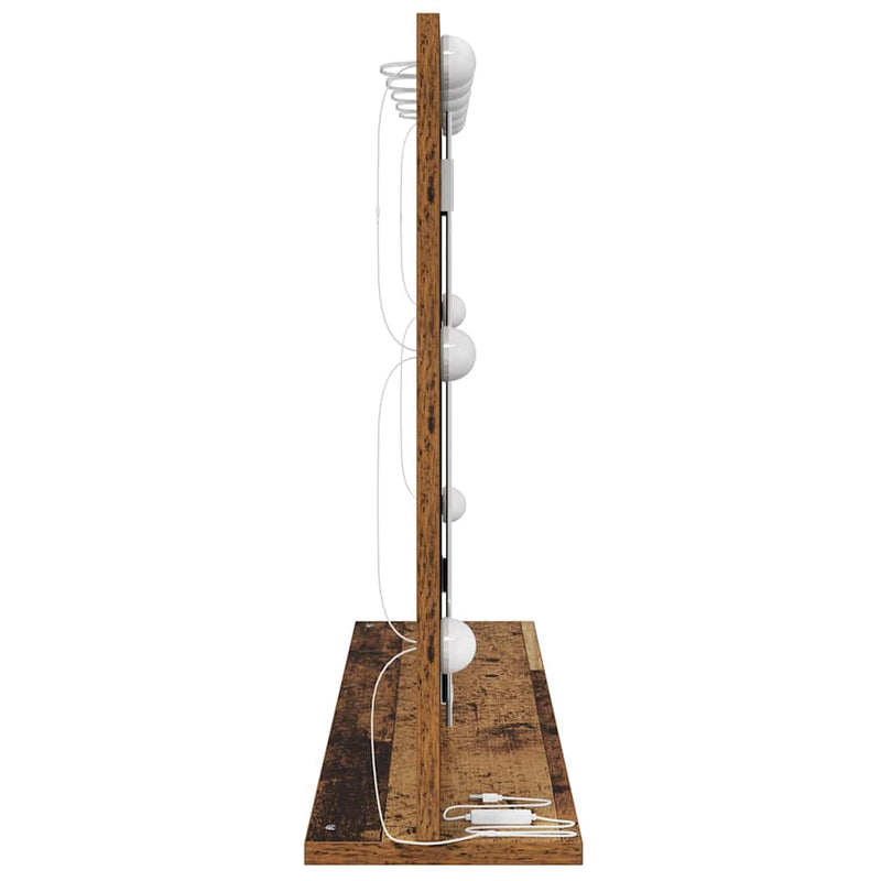 vidaXL Toalett Tükör Öreg fa 80 x 55 x 18 cm Üveg és mérnöki fa