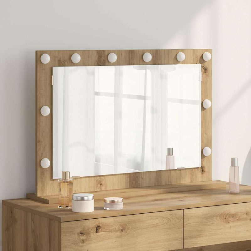 vidaXL Toalett Tükör LED -es lámpákkal Artisan tölgy 80 x 55 x 18 cm