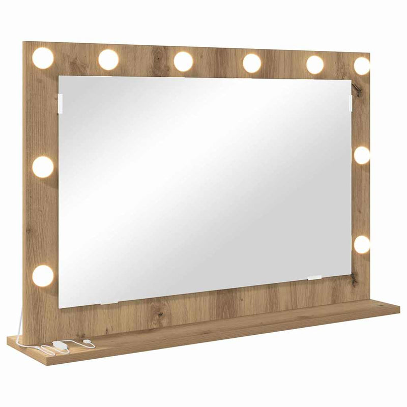 vidaXL Toalett Tükör LED -es lámpákkal Artisan tölgy 80 x 55 x 18 cm