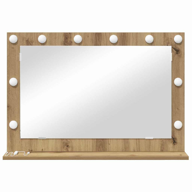 vidaXL Toalett Tükör LED -es lámpákkal Artisan tölgy 80 x 55 x 18 cm