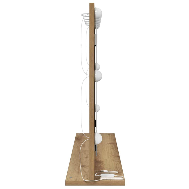 vidaXL Toalett Tükör LED -es lámpákkal Artisan tölgy 80 x 55 x 18 cm