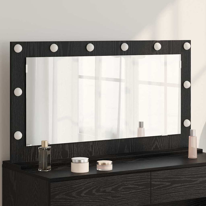 vidaXL Toalett Tükör LED -es lámpákkal Fekete tölgy 100 x 55 x 18 cm