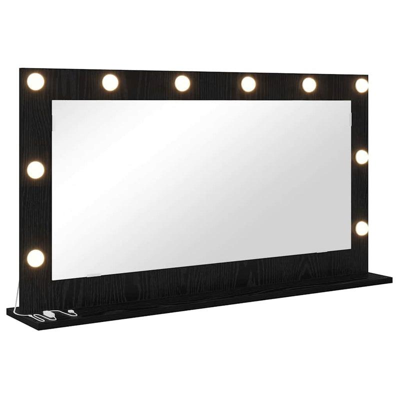 vidaXL Toalett Tükör LED -es lámpákkal Fekete tölgy 100 x 55 x 18 cm