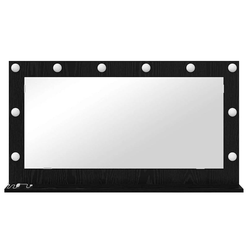 vidaXL Toalett Tükör LED -es lámpákkal Fekete tölgy 100 x 55 x 18 cm