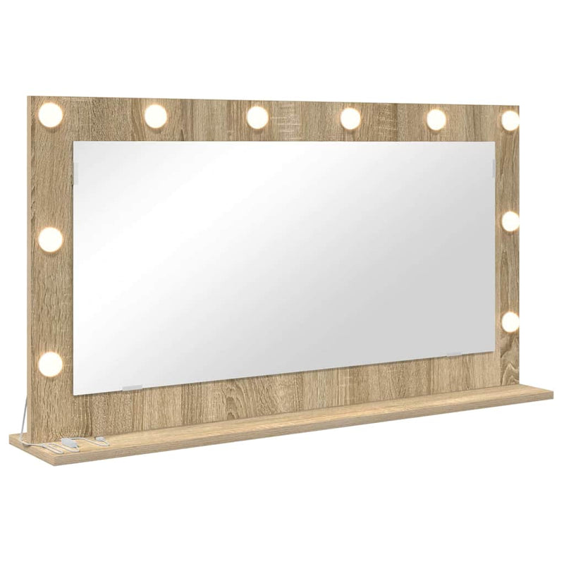 vidaXL Toalett Tükör LED -es lámpákkal Sonoma tölgy 100 x 55 x 18 cm