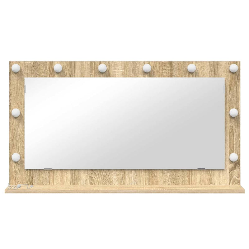 vidaXL Toalett Tükör LED -es lámpákkal Sonoma tölgy 100 x 55 x 18 cm