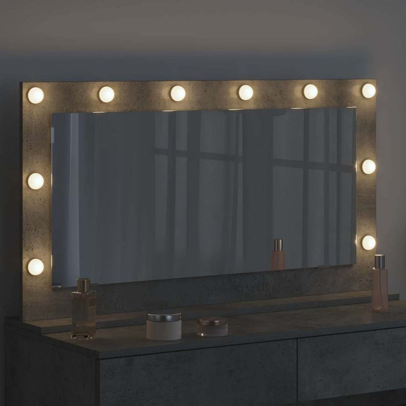 vidaXL Toalett Tükör LED -es lámpákkal Beton Szürke 100 x 55 x 18 cm