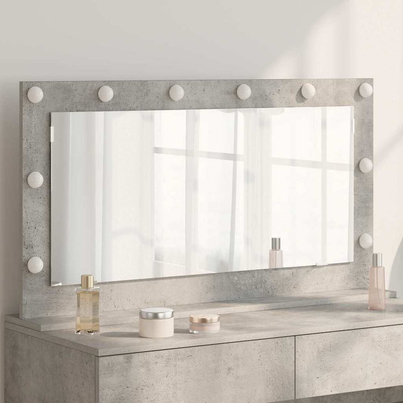 vidaXL Toalett Tükör LED -es lámpákkal Beton Szürke 100 x 55 x 18 cm