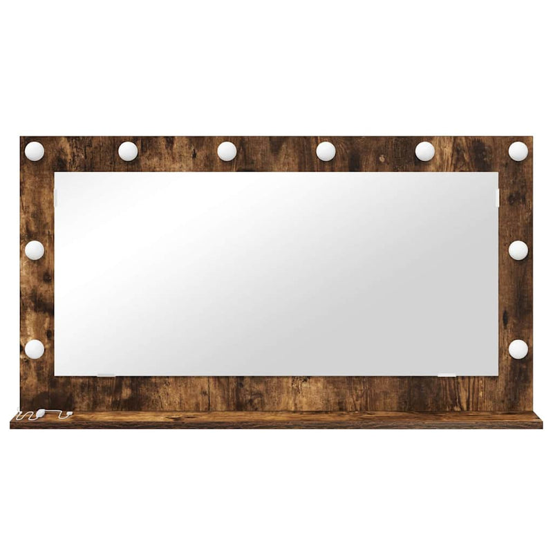 vidaXL Toalett Tükör LED -es lámpákkal Füstölt tölgy 100 x 55 x 18 cm