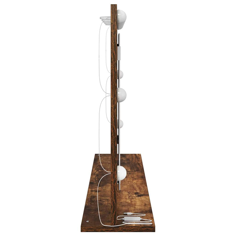 vidaXL Toalett Tükör LED -es lámpákkal Füstölt tölgy 100 x 55 x 18 cm