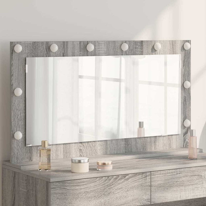 vidaXL Toalett Tükör LED -es lámpákkal Szürke Sonoma 100 x 55 x 18 cm