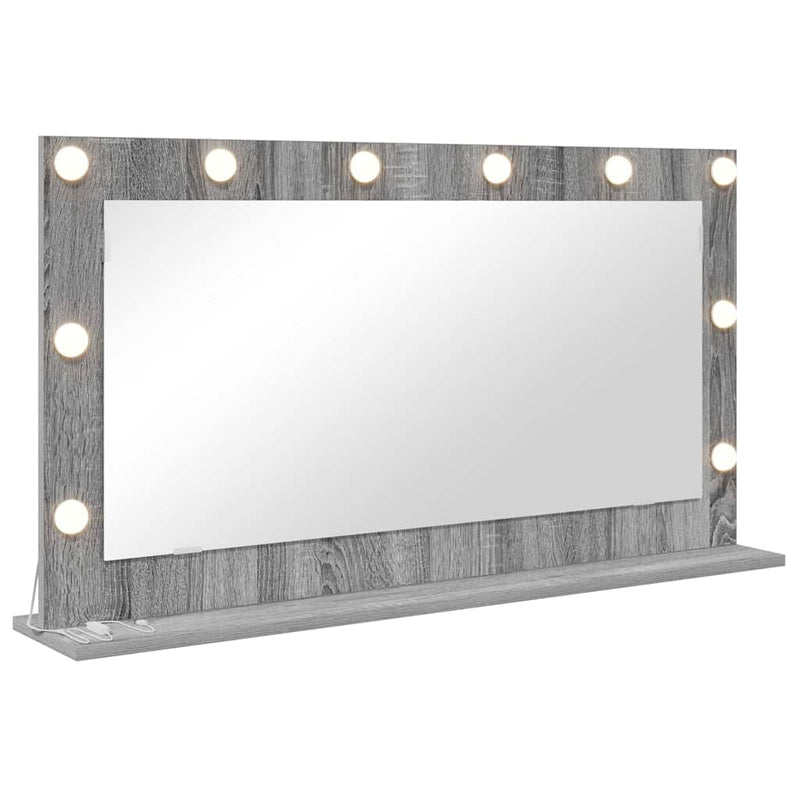 vidaXL Toalett Tükör LED -es lámpákkal Szürke Sonoma 100 x 55 x 18 cm