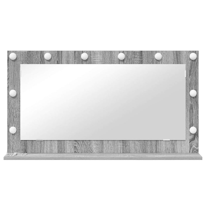 vidaXL Toalett Tükör LED -es lámpákkal Szürke Sonoma 100 x 55 x 18 cm