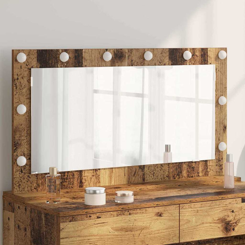 vidaXL Toalett Tükör Öreg fa 100 x 55 x 18 cm Megmunkált fa és üveg