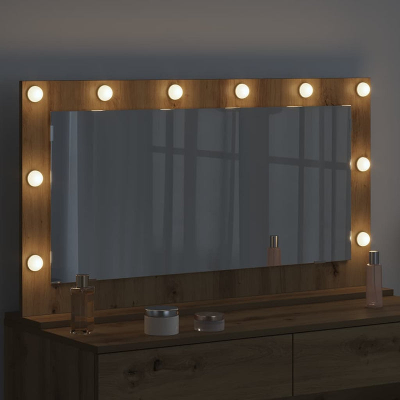 vidaXL Toalett Tükör LED -es lámpákkal Artisan tölgy 100 x 55 x 18 cm