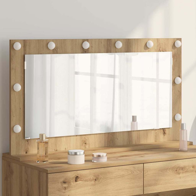 vidaXL Toalett Tükör LED -es lámpákkal Artisan tölgy 100 x 55 x 18 cm