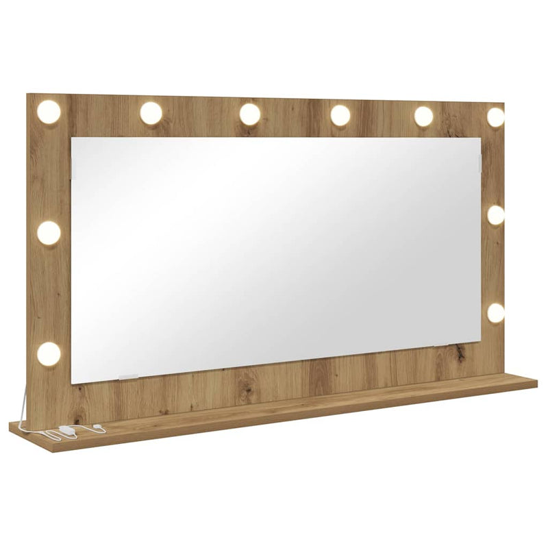 vidaXL Toalett Tükör LED -es lámpákkal Artisan tölgy 100 x 55 x 18 cm