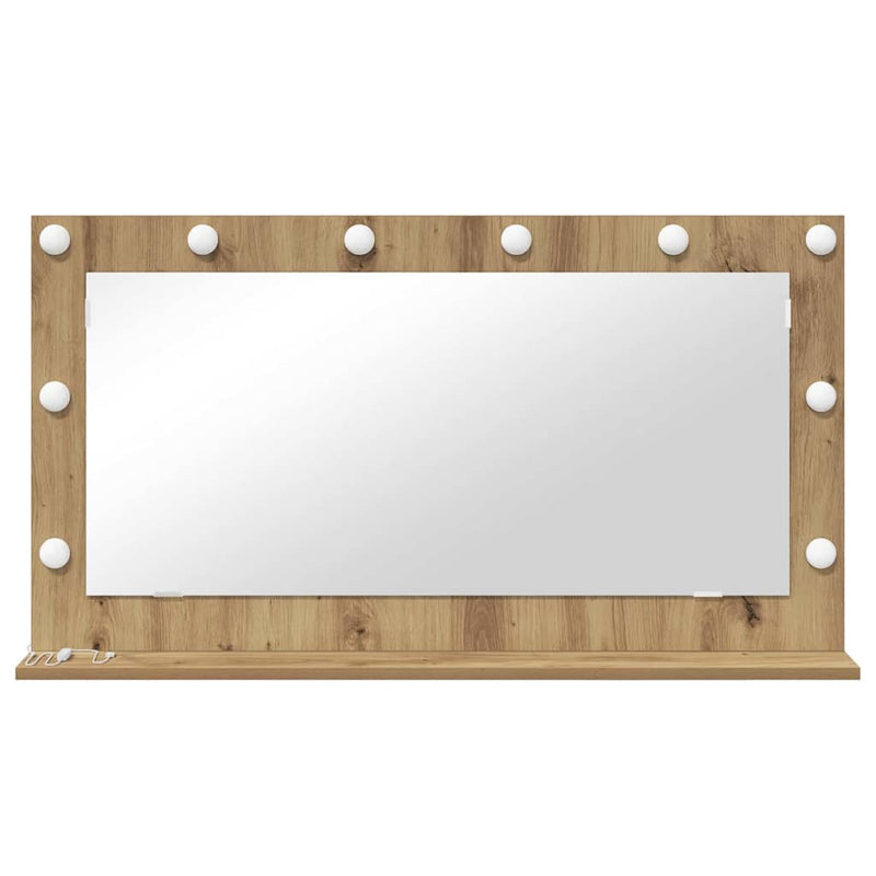 vidaXL Toalett Tükör LED -es lámpákkal Artisan tölgy 100 x 55 x 18 cm