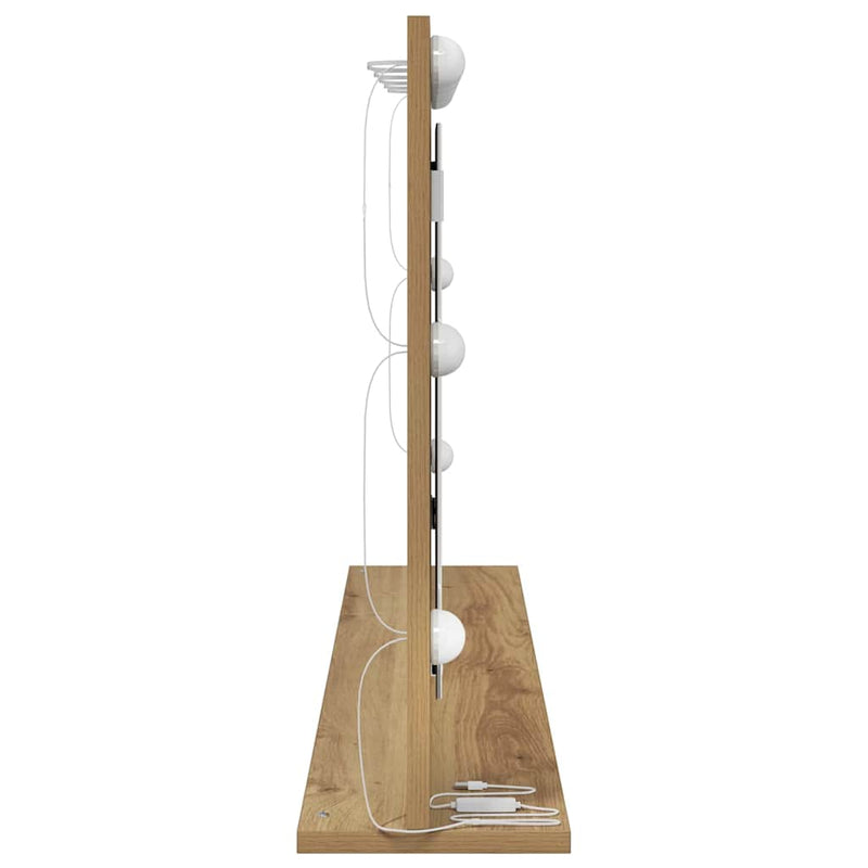 vidaXL Toalett Tükör LED -es lámpákkal Artisan tölgy 100 x 55 x 18 cm