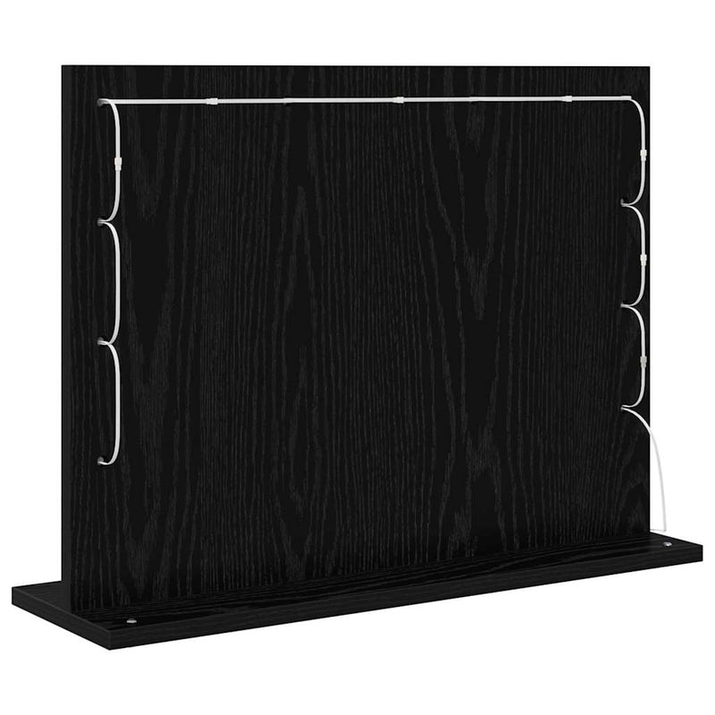 vidaXL Toalett Tükör LED -es lámpákkal Fekete tölgy 60 x 45 x 18 cm
