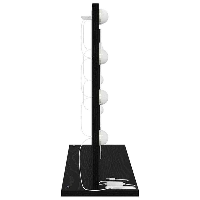 vidaXL Toalett Tükör LED -es lámpákkal Fekete tölgy 60 x 45 x 18 cm