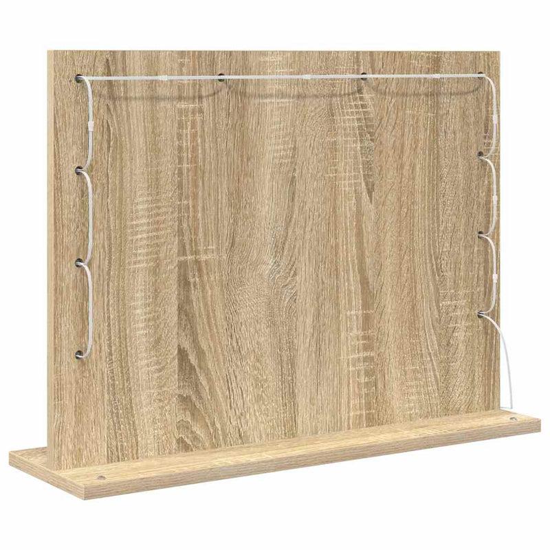 vidaXL Toalett Tükör LED -es lámpákkal Sonoma tölgy 60 x 45 x 18 cm