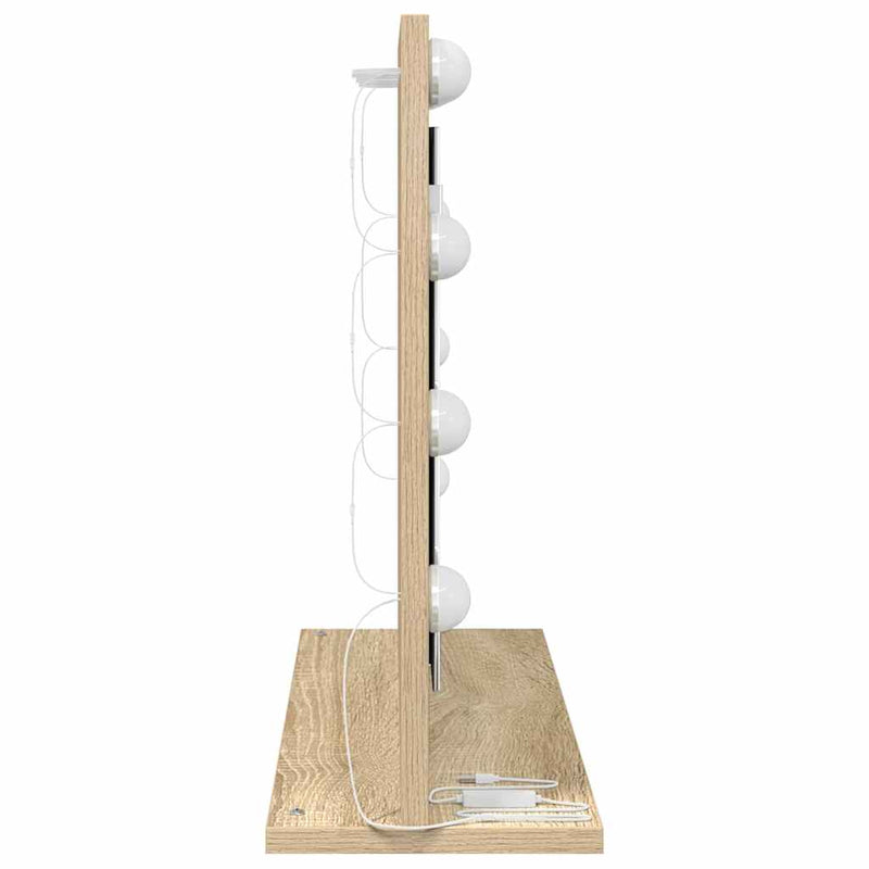 vidaXL Toalett Tükör LED -es lámpákkal Sonoma tölgy 60 x 45 x 18 cm