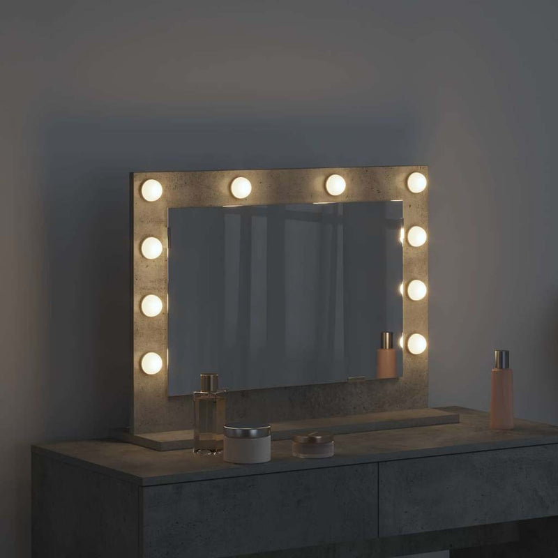 vidaXL Toalett Tükör LED -es lámpákkal Beton Szürke 60 x 45 x 18 cm