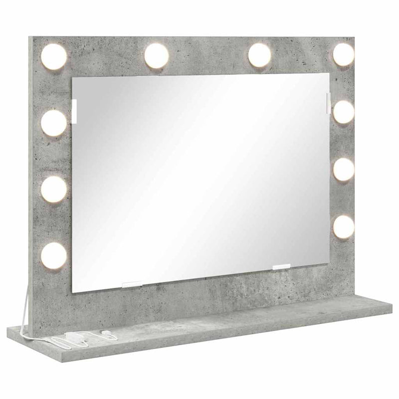vidaXL Toalett Tükör LED -es lámpákkal Beton Szürke 60 x 45 x 18 cm