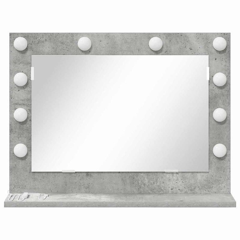 vidaXL Toalett Tükör LED -es lámpákkal Beton Szürke 60 x 45 x 18 cm