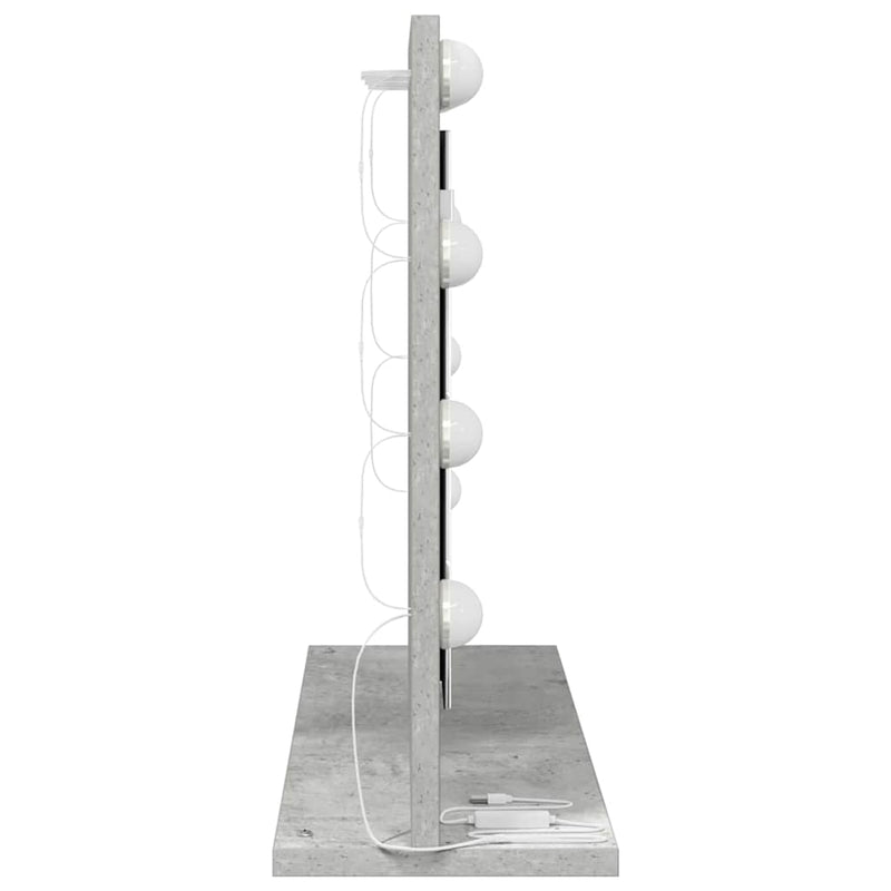 vidaXL Toalett Tükör LED -es lámpákkal Beton Szürke 60 x 45 x 18 cm