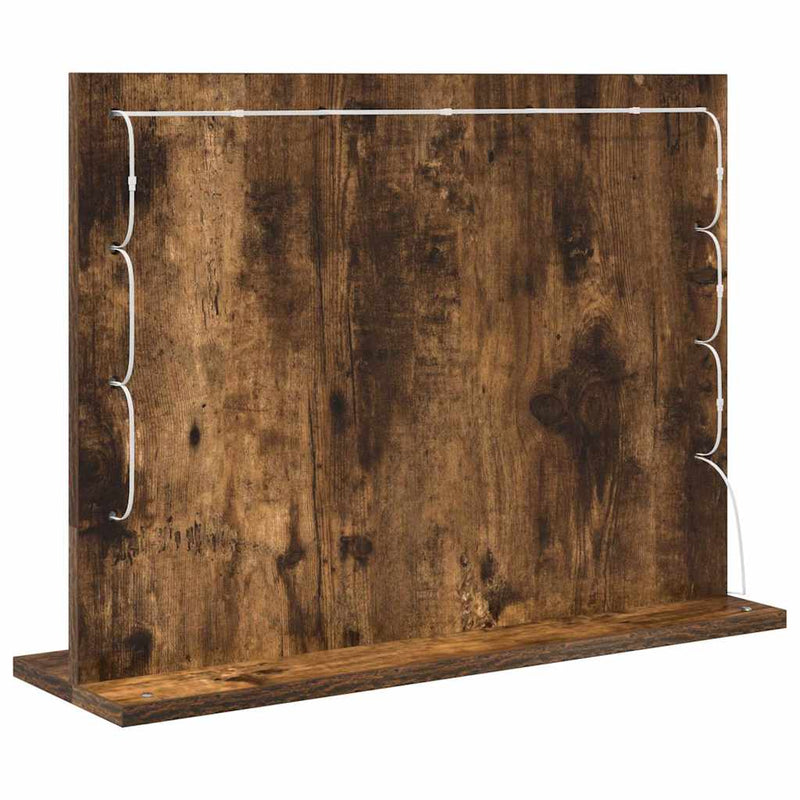 vidaXL Toalett Tükör LED -es lámpákkal Füstölt tölgy 60 x 45 x 18 cm